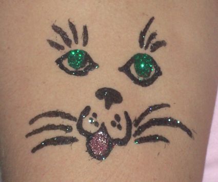 Glitter Kity Face Tattoo